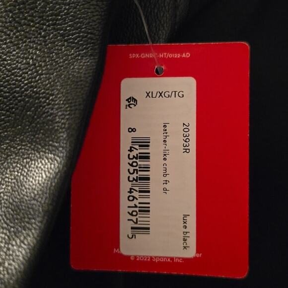 Spanx Leather Like Mixed Media Fitted Sheath Dress Size Medium M Black new! - Picture 9 of 12